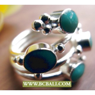 Finger Rings Turquoise Alpaca Silver Bali